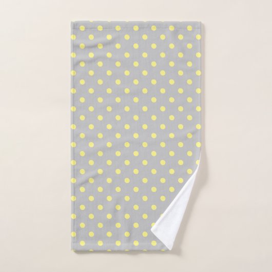 Point Polka jaune gris (Serviette à main)