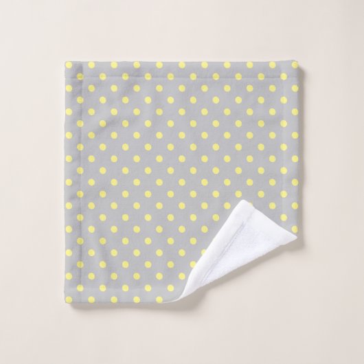 Point Polka jaune gris (Gant de toilette)