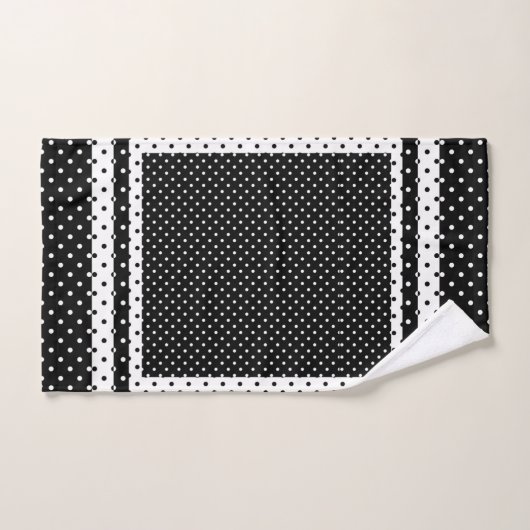 Point Polka noir blanc (Serviette à main)
