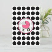 Point Polka noir / Invitation Baby shower rose cha (Debout devant)