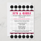 Point Polka noir / Invitation Baby shower rose cha (Dos)