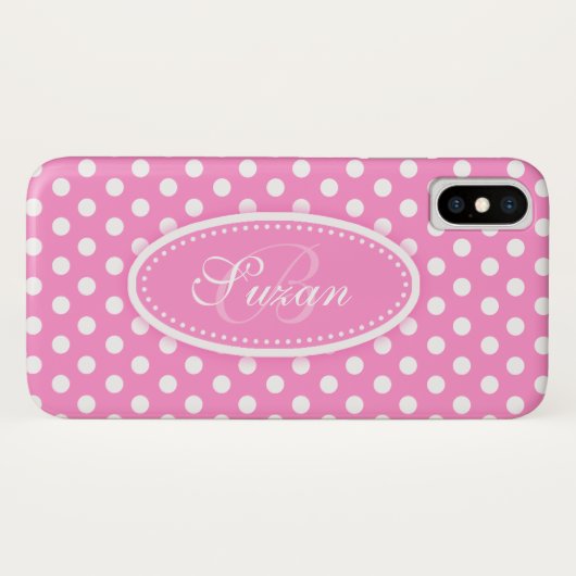 Point Polka nommé coque iphone rose pâle (Dos (Horizontal))