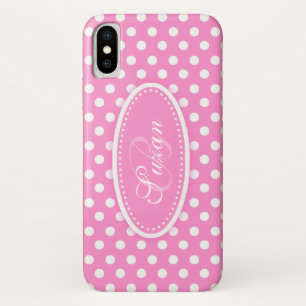 Point Polka nommé coque iphone rose pâle