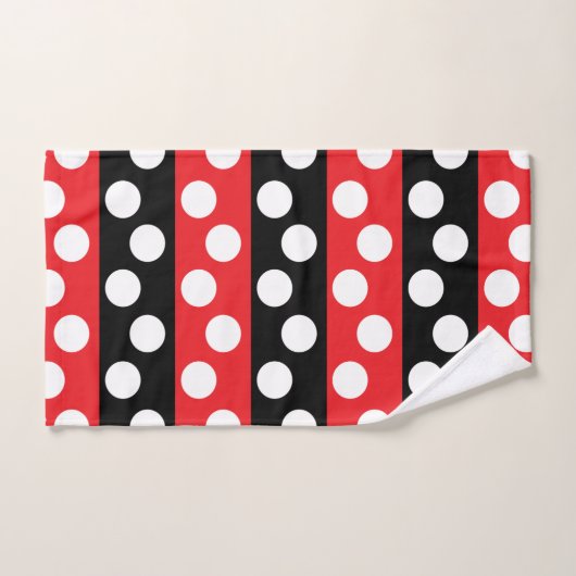 Point Polka rouge et noir (Serviette à main)