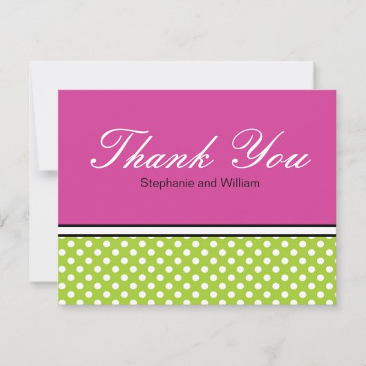 Point Polka Vert Avec Carte de remerciements Maria (Devant)