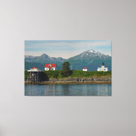 Point Retreat Vuurtoren in Juneau, Alaska Canvas Afdruk