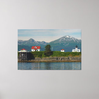 Point Retreat Vuurtoren in Juneau, Alaska Canvas Afdruk