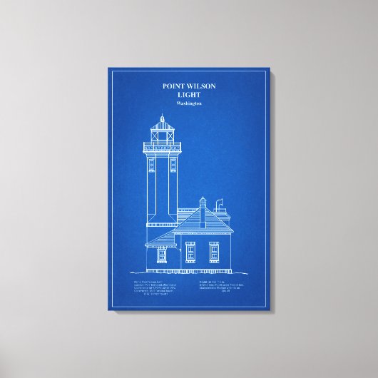 Point Wilson Lighthouse - Washington – AD Canvas Afdruk (Voorkant)