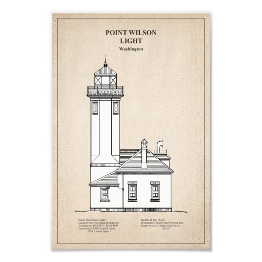 Point Wilson Lighthouse - Washington - SBD Foto Afdruk (Voorkant)