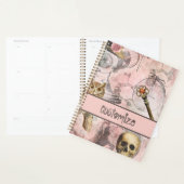 Pointe à vapeur rose Retro Goth Owl Keys (Devant avec enveloppe)