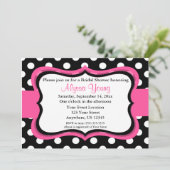 Pointe noire rose Polka ou Invitation Baby shower (Debout devant)