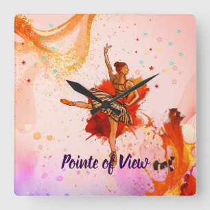 Pointe of View Elegante Ballerina Kunst Vierkante Klok