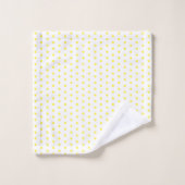 Pointe Polka blanche et jaune brillant (Gant de toilette)