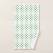 Pointe Polka blanche et verte Sage (Serviette à main)