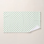Pointe Polka blanche et verte Sage (Serviette à main)
