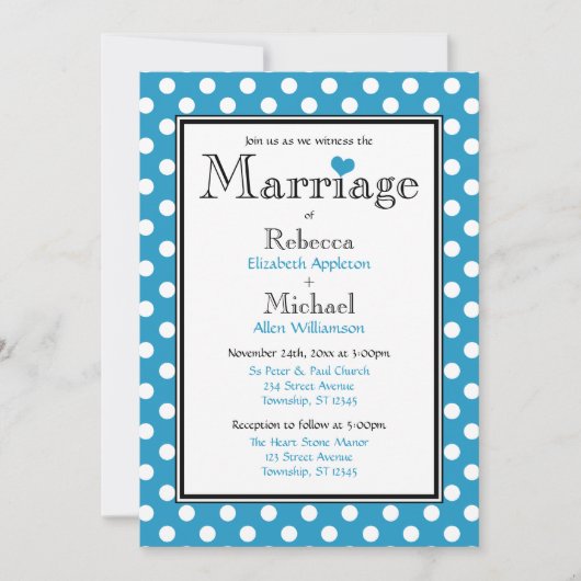 Pointe Polka Blue Wedding Invitations (Devant)