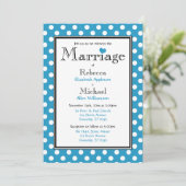 Pointe Polka Blue Wedding Invitations (Debout devant)