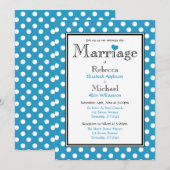 Pointe Polka Blue Wedding Invitations (Devant / Derrière)