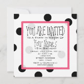 Pointe Polka Et Pink Anniversaire Fête Invitation (Dos)