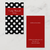 Pointe Polka noir blanc avec Carte de visite rouge (Devant / Derrière)