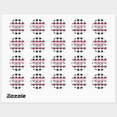Pointe Polka noire avec Étiquettes de adresse rose (Feuille)