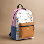Pointe Polka Points Nom Personnalisé Coloré<br><div class="desc">Sac à dos imprimé motif pois joliment peint avec personnalisation optionnelle.</div>