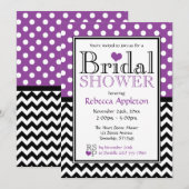 Pointe Polka Purple Chevron Invitations de douche  (Devant / Derrière)