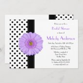 Pointe Polka Purple Daisy Invitation de la douche (Devant / Derrière)