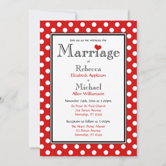 Pointe Polka Red Wedding Invitations (Devant)