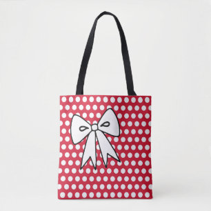 Pointe Polka Rouge Retro Bow Sac fourre-tout