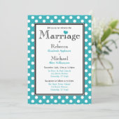 Pointe Polka Turquoise Invitations de mariage (Debout devant)