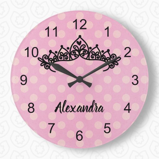 Pointe rose Princesse Tiara Horloge murale