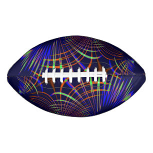 Pointed blue curves from coral to green color american football