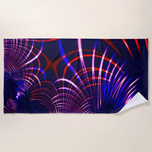 Pointed curves from blue to red and white. Lilac? Strandlaken (Voorkant)