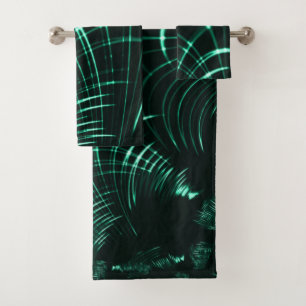 Pointed curves in mix of jungle green and neo mint bad handdoek