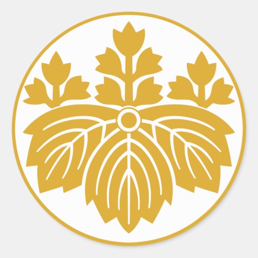 Pointed-leaf Paulownia met 53 bloemen in rijstkoek Ronde Sticker (Voorkant)