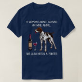 Pointer and wine Funny Dog T-shirt (Design voorkant)