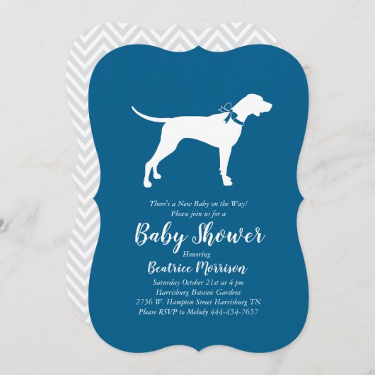 Pointer Dog Baby shower Boy Blue Kaart (Voorkant / Achterkant)