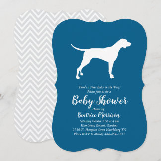 Pointer Dog Baby shower Boy Blue Kaart