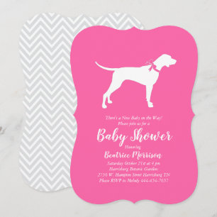 Pointer Dog Baby shower Girl Pink Kaart