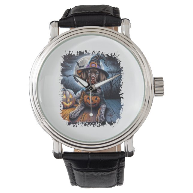 Pointer Dog Halloween Square Horloge (Voorkant)