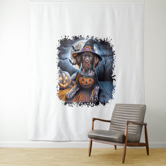 Pointer Dog Halloween Square Wandkleed (In situ)