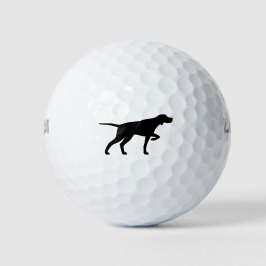 Pointer Dog Silhouette Golf Balls Golfballen (Voorkant)