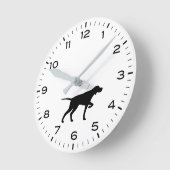 Pointer Dog Silhouette met uren en minuten Ronde Klok (Hoek)
