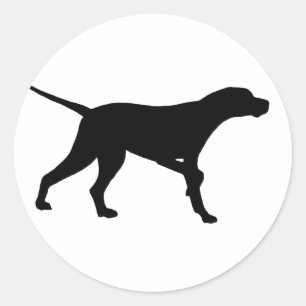 Pointer Hond (in zwart) Ronde Sticker