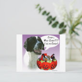 Pointer (zwart) Halloween Snoep Briefkaart (Staand voorkant)