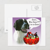 Pointer (zwart) Halloween Snoep Briefkaart (Voorkant / Achterkant)