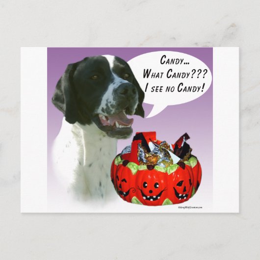 Pointer (zwart) Halloween Snoep Briefkaart (Voorkant)