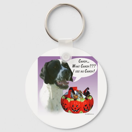 Pointer (zwart) Halloween Snoep Sleutelhanger (Voorkant)