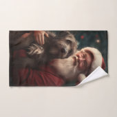 Pointeur à poils durs Griffon Noël du Père Noël (Serviette à main)